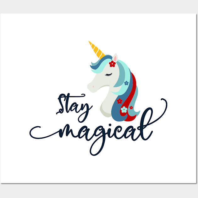 Christmas Unicorn: Stay Magical Wall Art by Wanderer Bat